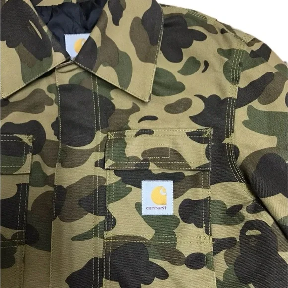 Bape X Carhartt Green and Black Camo Duck Jacket 2006 Pristine Japan - Picture 2 of 3